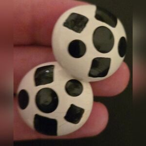 Vintage Wood Painted Abstract Earrings